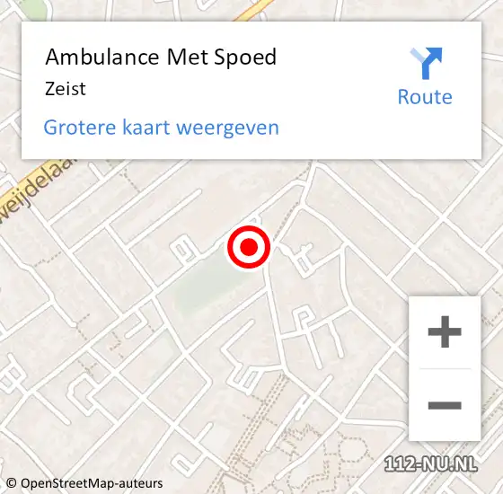 Locatie op kaart van de 112 melding: Ambulance Met Spoed Naar Zeist op 3 maart 2024 21:52