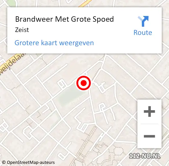 Locatie op kaart van de 112 melding: Brandweer Met Grote Spoed Naar Zeist op 3 maart 2024 22:02