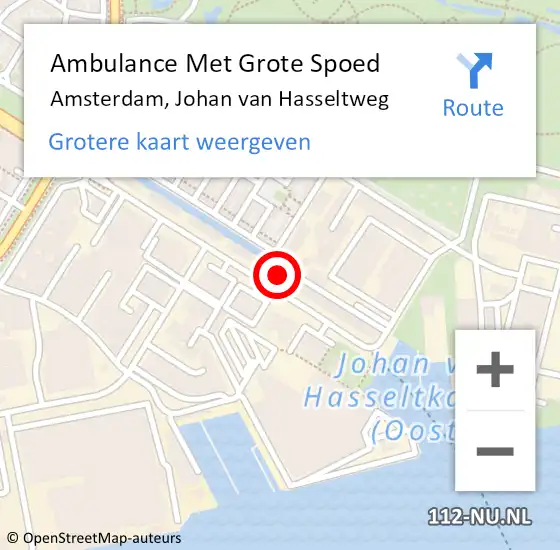 Locatie op kaart van de 112 melding: Ambulance Met Grote Spoed Naar Amsterdam, Johan van Hasseltweg op 3 maart 2024 22:20