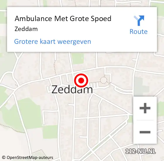 Locatie op kaart van de 112 melding: Ambulance Met Grote Spoed Naar Zeddam op 3 maart 2024 22:46