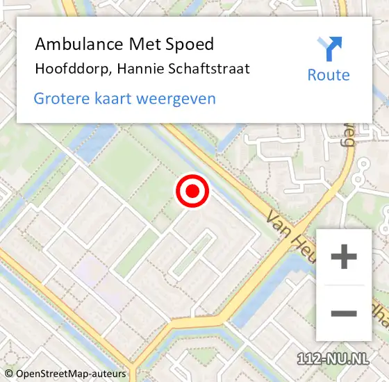 Locatie op kaart van de 112 melding: Ambulance Met Spoed Naar Hoofddorp, Hannie Schaftstraat op 3 maart 2024 22:55