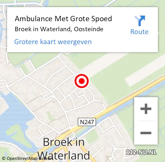 Locatie op kaart van de 112 melding: Ambulance Met Grote Spoed Naar Broek in Waterland, Oosteinde op 3 maart 2024 23:25