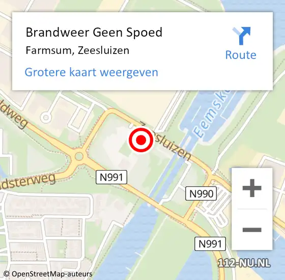 Locatie op kaart van de 112 melding: Brandweer Geen Spoed Naar Farmsum, Zeesluizen op 3 maart 2024 23:42