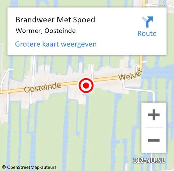 Locatie op kaart van de 112 melding: Brandweer Met Spoed Naar Wormer, Oosteinde op 4 maart 2024 00:22
