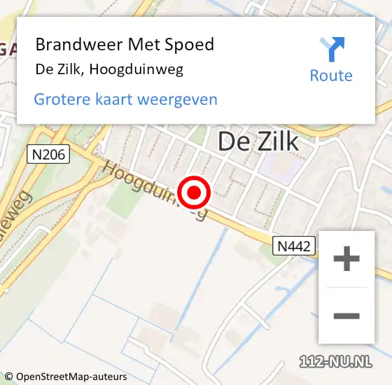 Locatie op kaart van de 112 melding: Brandweer Met Spoed Naar De Zilk, Hoogduinweg op 27 september 2014 22:48