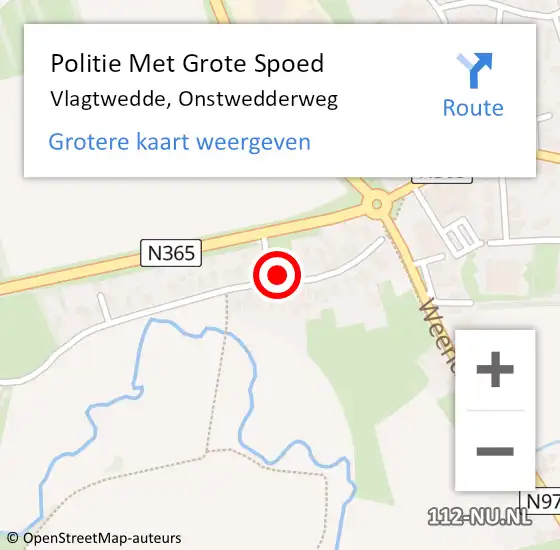 Locatie op kaart van de 112 melding: Politie Met Grote Spoed Naar Vlagtwedde, Onstwedderweg op 4 maart 2024 01:01