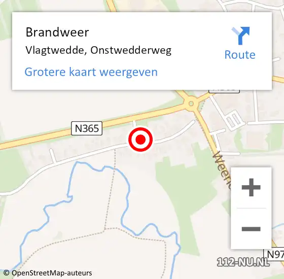 Locatie op kaart van de 112 melding: Brandweer Vlagtwedde, Onstwedderweg op 4 maart 2024 01:04