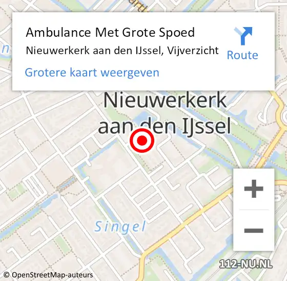 Locatie op kaart van de 112 melding: Ambulance Met Grote Spoed Naar Nieuwerkerk aan den IJssel, Vijverzicht op 4 maart 2024 02:18