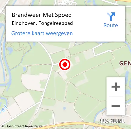 Locatie op kaart van de 112 melding: Brandweer Met Spoed Naar Eindhoven, Tongelreeppad op 4 maart 2024 02:55