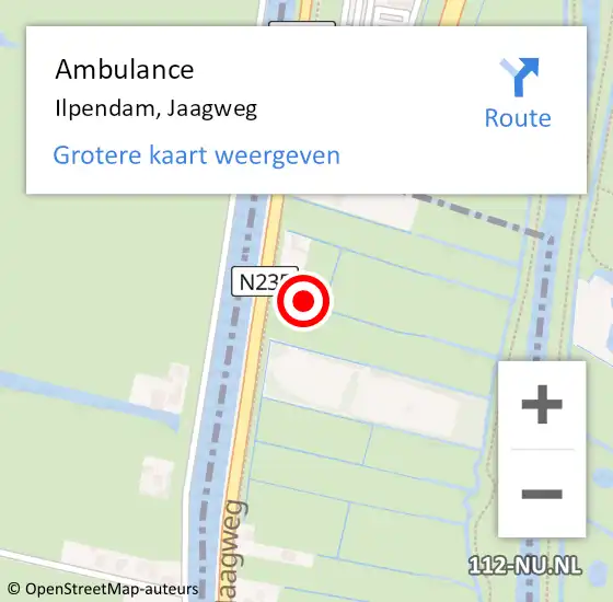 Locatie op kaart van de 112 melding: Ambulance Ilpendam, Jaagweg op 4 maart 2024 03:10