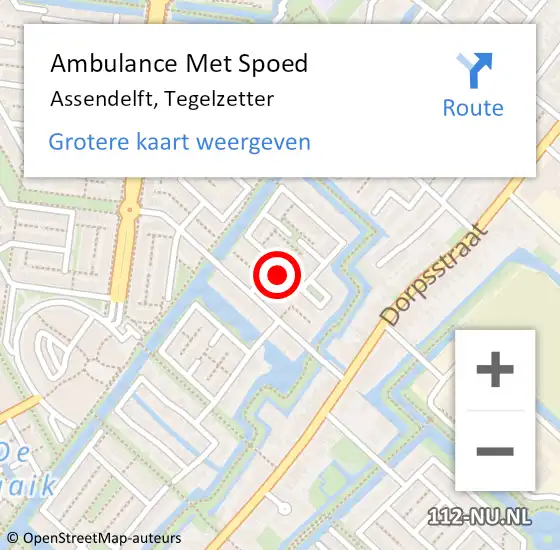 Locatie op kaart van de 112 melding: Ambulance Met Spoed Naar Assendelft, Tegelzetter op 4 maart 2024 04:09