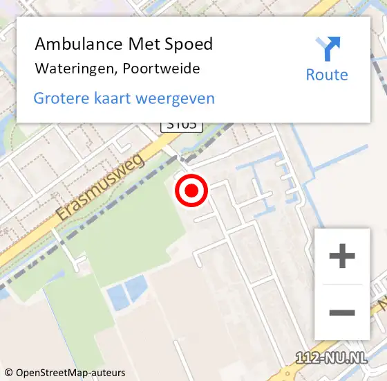 Locatie op kaart van de 112 melding: Ambulance Met Spoed Naar Wateringen, Poortweide op 4 maart 2024 04:29