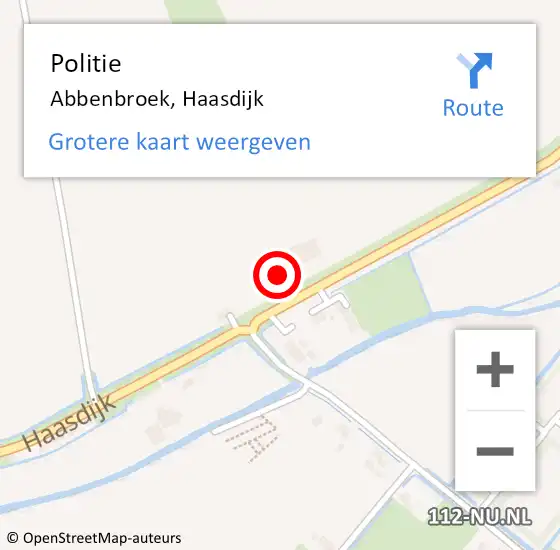 Locatie op kaart van de 112 melding: Politie Abbenbroek, Haasdijk op 4 maart 2024 04:40