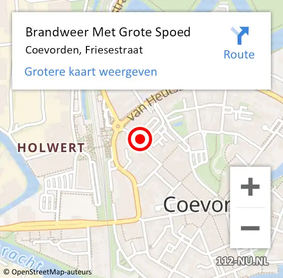 Locatie op kaart van de 112 melding: Brandweer Met Grote Spoed Naar Coevorden, Friesestraat op 27 september 2014 23:01