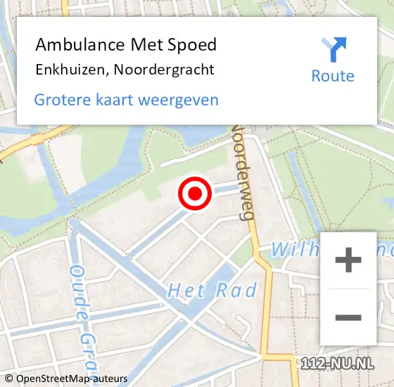 Locatie op kaart van de 112 melding: Ambulance Met Spoed Naar Enkhuizen, Noordergracht op 4 maart 2024 06:56