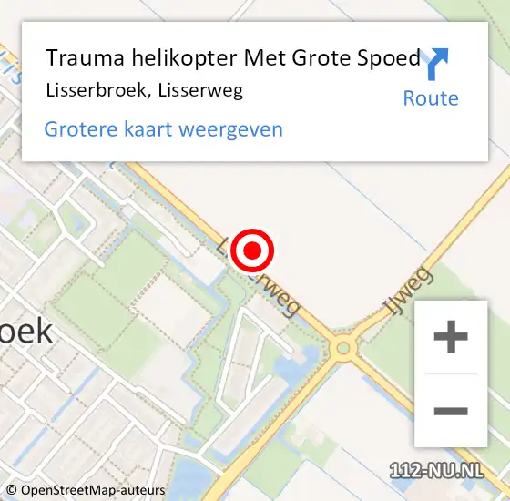 Locatie op kaart van de 112 melding: Trauma helikopter Met Grote Spoed Naar Lisserbroek, Lisserweg op 4 maart 2024 06:59