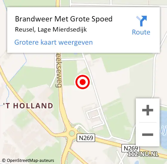 Locatie op kaart van de 112 melding: Brandweer Met Grote Spoed Naar Reusel, Lage Mierdsedijk op 4 maart 2024 07:25