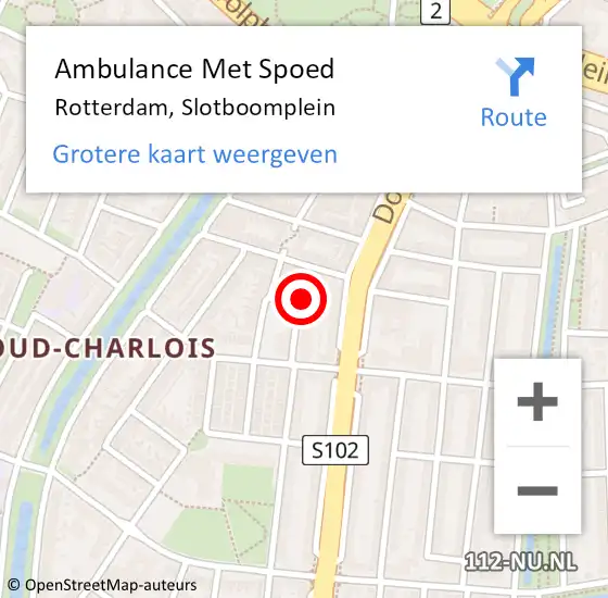 Locatie op kaart van de 112 melding: Ambulance Met Spoed Naar Rotterdam, Slotboomplein op 4 maart 2024 07:31