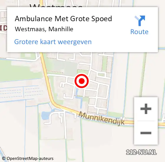 Locatie op kaart van de 112 melding: Ambulance Met Grote Spoed Naar Westmaas, Manhille op 4 maart 2024 07:43