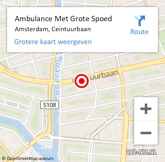 Locatie op kaart van de 112 melding: Ambulance Met Grote Spoed Naar Amsterdam, Ceintuurbaan op 4 maart 2024 07:51
