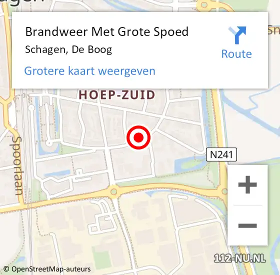 Locatie op kaart van de 112 melding: Brandweer Met Grote Spoed Naar Schagen, De Boog op 4 maart 2024 07:57