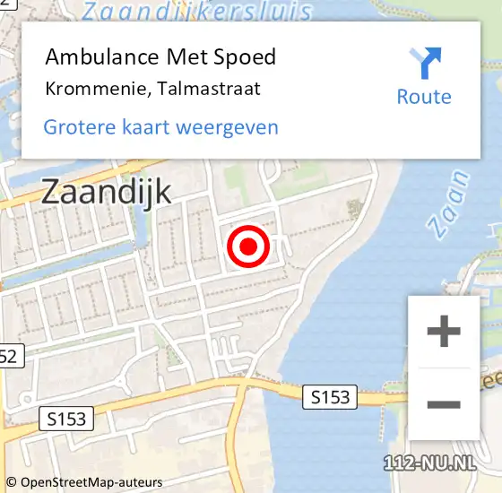 Locatie op kaart van de 112 melding: Ambulance Met Spoed Naar Krommenie, Talmastraat op 4 maart 2024 08:10