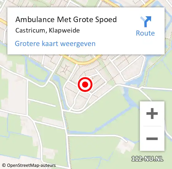 Locatie op kaart van de 112 melding: Ambulance Met Grote Spoed Naar Castricum, Klapweide op 4 maart 2024 08:12