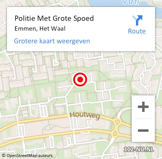 Locatie op kaart van de 112 melding: Politie Met Grote Spoed Naar Emmen, Het Waal op 4 maart 2024 08:26