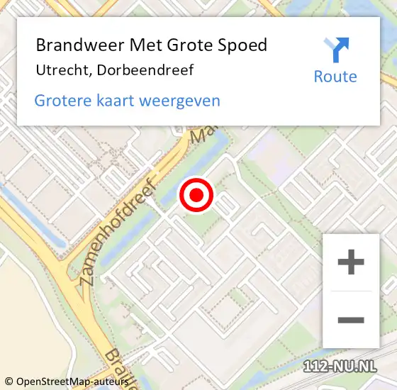 Locatie op kaart van de 112 melding: Brandweer Met Grote Spoed Naar Utrecht, Dorbeendreef op 4 maart 2024 08:30