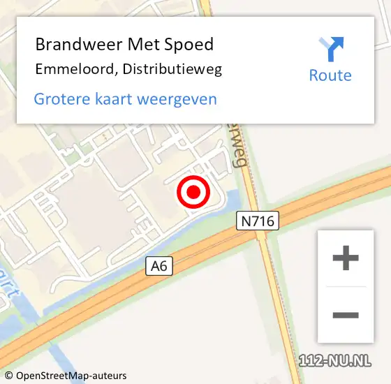 Locatie op kaart van de 112 melding: Brandweer Met Spoed Naar Emmeloord, Distributieweg op 4 maart 2024 08:52