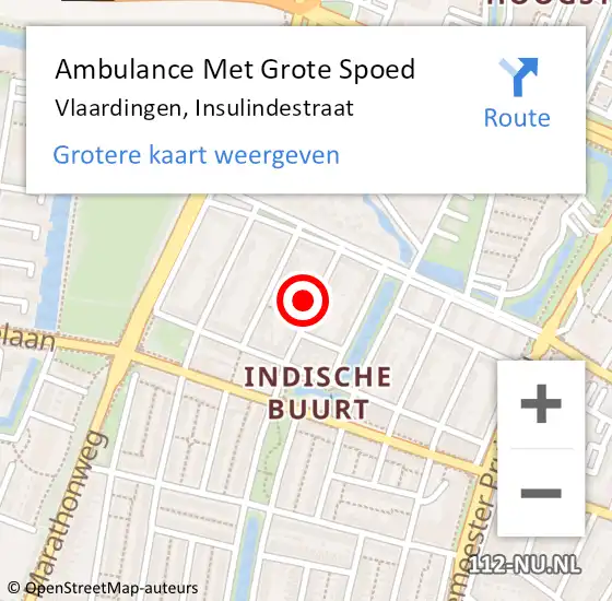 Locatie op kaart van de 112 melding: Ambulance Met Grote Spoed Naar Vlaardingen, Insulindestraat op 4 maart 2024 08:58