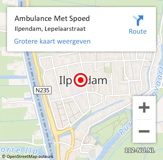 Locatie op kaart van de 112 melding: Ambulance Met Spoed Naar Ilpendam, Lepelaarstraat op 4 maart 2024 09:02