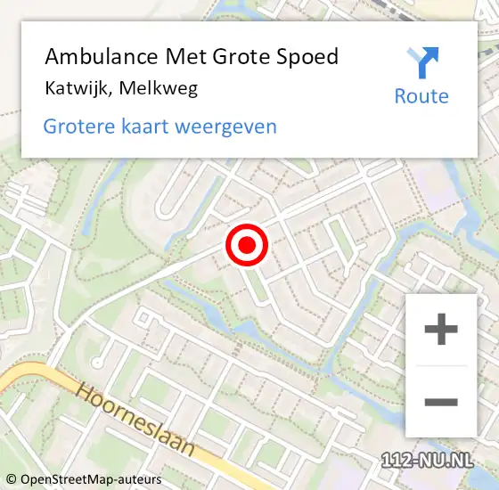 Locatie op kaart van de 112 melding: Ambulance Met Grote Spoed Naar Katwijk, Melkweg op 4 maart 2024 09:13
