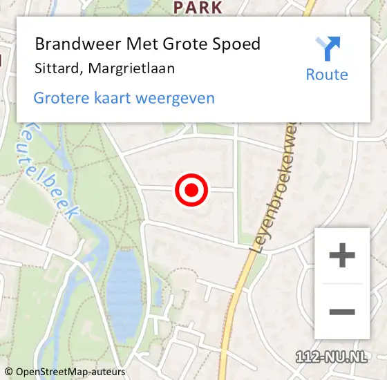 Locatie op kaart van de 112 melding: Brandweer Met Grote Spoed Naar Sittard, Margrietlaan op 4 maart 2024 09:15