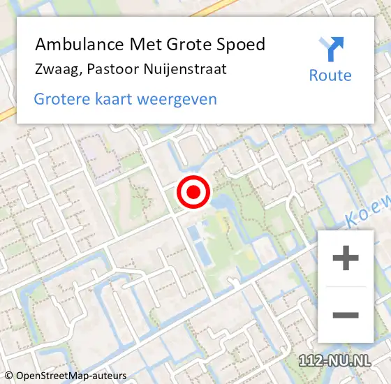 Locatie op kaart van de 112 melding: Ambulance Met Grote Spoed Naar Zwaag, Pastoor Nuijenstraat op 4 maart 2024 09:15