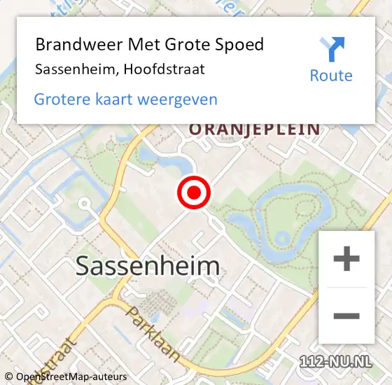 Locatie op kaart van de 112 melding: Brandweer Met Grote Spoed Naar Sassenheim, Hoofdstraat op 4 maart 2024 09:30