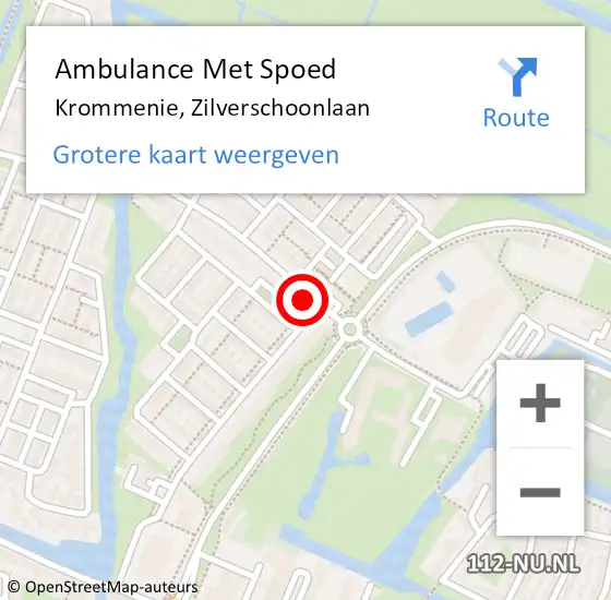 Locatie op kaart van de 112 melding: Ambulance Met Spoed Naar Krommenie, Zilverschoonlaan op 4 maart 2024 09:35