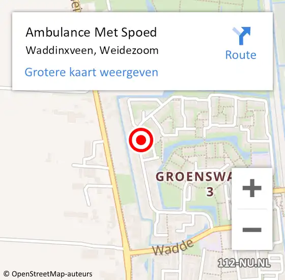Locatie op kaart van de 112 melding: Ambulance Met Spoed Naar Waddinxveen, Weidezoom op 4 maart 2024 09:35