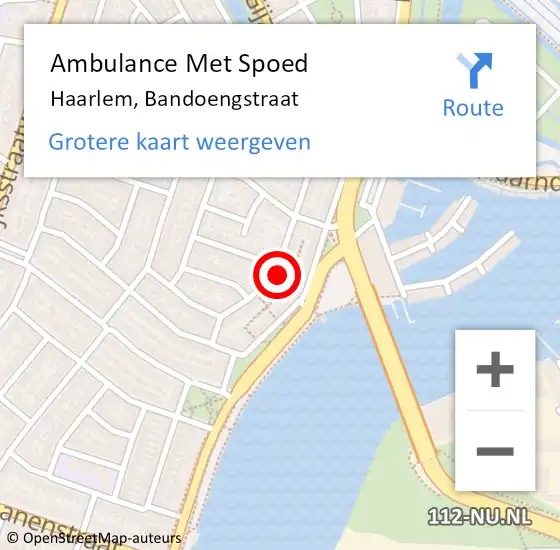 Locatie op kaart van de 112 melding: Ambulance Met Spoed Naar Haarlem, Bandoengstraat op 4 maart 2024 09:56