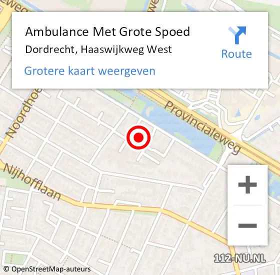 Locatie op kaart van de 112 melding: Ambulance Met Grote Spoed Naar Dordrecht, Haaswijkweg West op 4 maart 2024 10:13