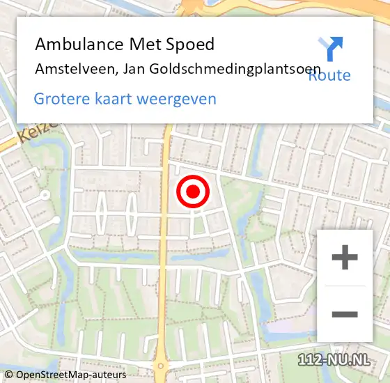 Locatie op kaart van de 112 melding: Ambulance Met Spoed Naar Amstelveen, Jan Goldschmedingplantsoen op 4 maart 2024 10:15