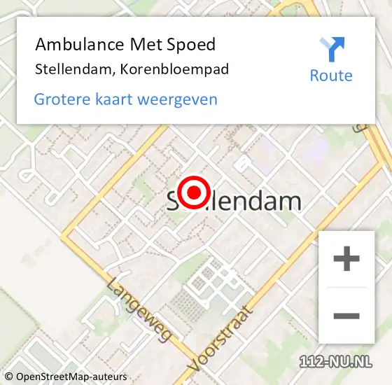 Locatie op kaart van de 112 melding: Ambulance Met Spoed Naar Stellendam, Korenbloempad op 4 maart 2024 10:16