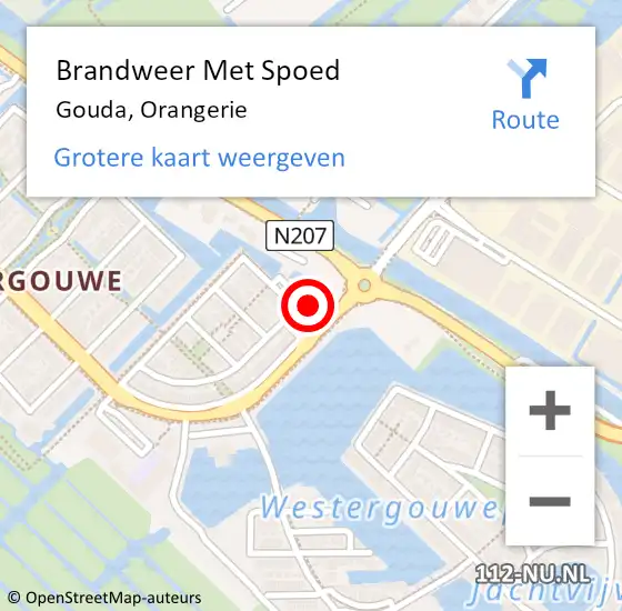 Locatie op kaart van de 112 melding: Brandweer Met Spoed Naar Gouda, Orangerie op 4 maart 2024 10:19