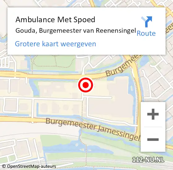 Locatie op kaart van de 112 melding: Ambulance Met Spoed Naar Gouda, Burgemeester van Reenensingel op 4 maart 2024 10:23