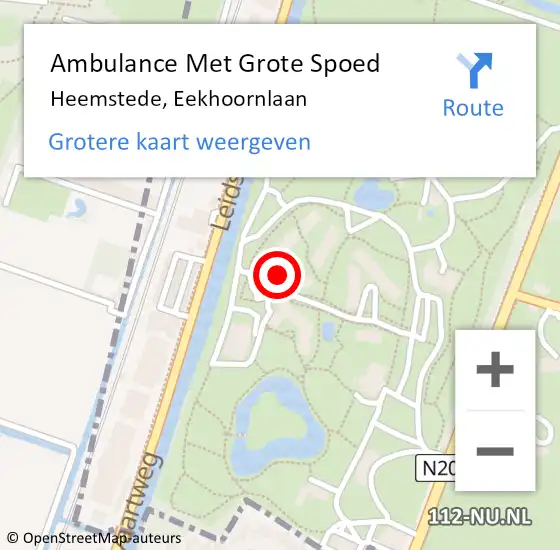 Locatie op kaart van de 112 melding: Ambulance Met Grote Spoed Naar Heemstede, Eekhoornlaan op 4 maart 2024 10:39