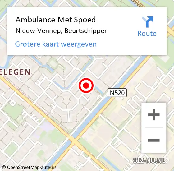 Locatie op kaart van de 112 melding: Ambulance Met Spoed Naar Nieuw-Vennep, Beurtschipper op 4 maart 2024 10:47