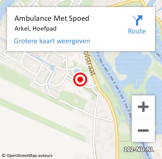 Locatie op kaart van de 112 melding: Ambulance Met Spoed Naar Arkel, Hoefpad op 4 maart 2024 11:02