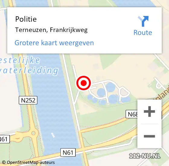 Locatie op kaart van de 112 melding: Politie Terneuzen, Frankrijkweg op 4 maart 2024 11:14