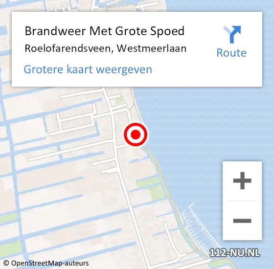 Locatie op kaart van de 112 melding: Brandweer Met Grote Spoed Naar Roelofarendsveen, Westmeerlaan op 4 maart 2024 11:31