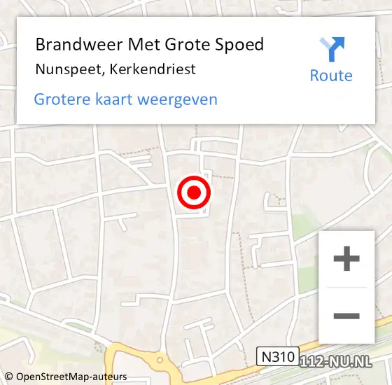 Locatie op kaart van de 112 melding: Brandweer Met Grote Spoed Naar Nunspeet, Kerkendriest op 4 maart 2024 11:34